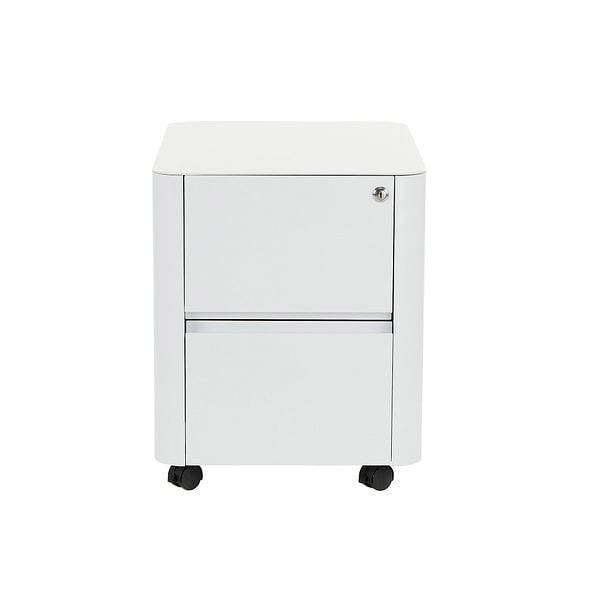 MMT Furniture Designs 2 Drawer Curved Metal Under Desk Mobile Pedestal Unit Filing Cabinet - Fully Assembled