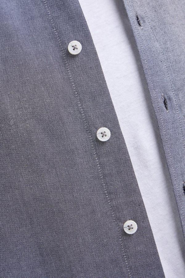 Charcoal Button-Down Collar Washed Oxford Shirt