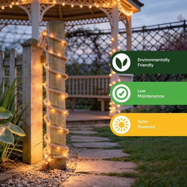 Gardenwize Solar Rope Lights – 4m Decorative LED Rope Light with 45 LEDs
