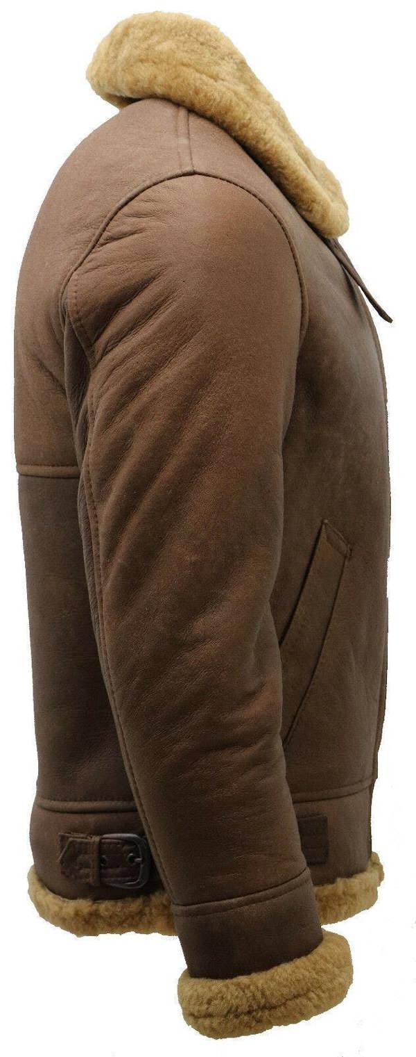 Infinity Leather Mens B3 WW2 Sheepskin Leather Flying Aviator Jacket-Houston