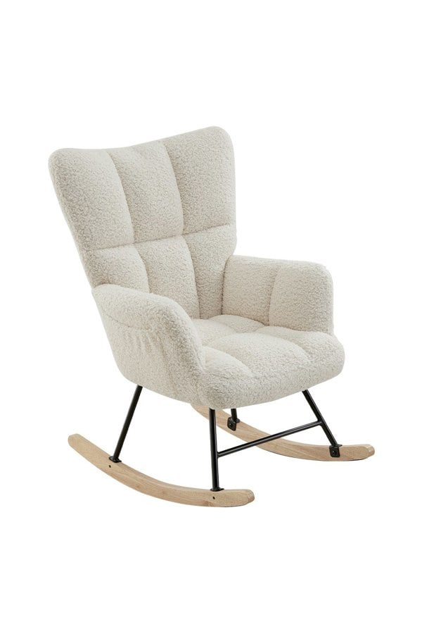 Living and Home Tufted Upholstered Rocking Chair with Pocket