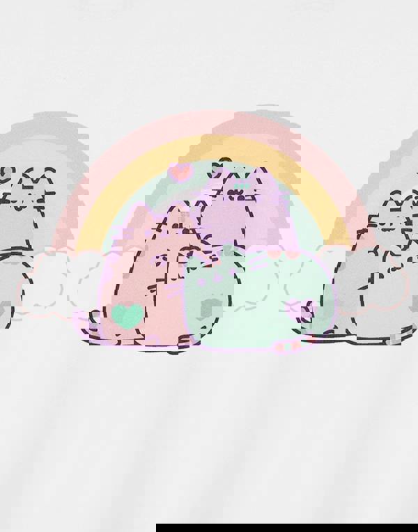 Pusheen Womens White Rainbow Cropped Short Sleeved T-Shirt