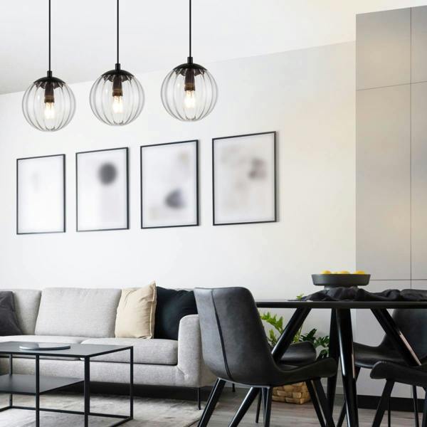 COSYLYTE Kingston 3 Light Ribbed Glass Pendant Light