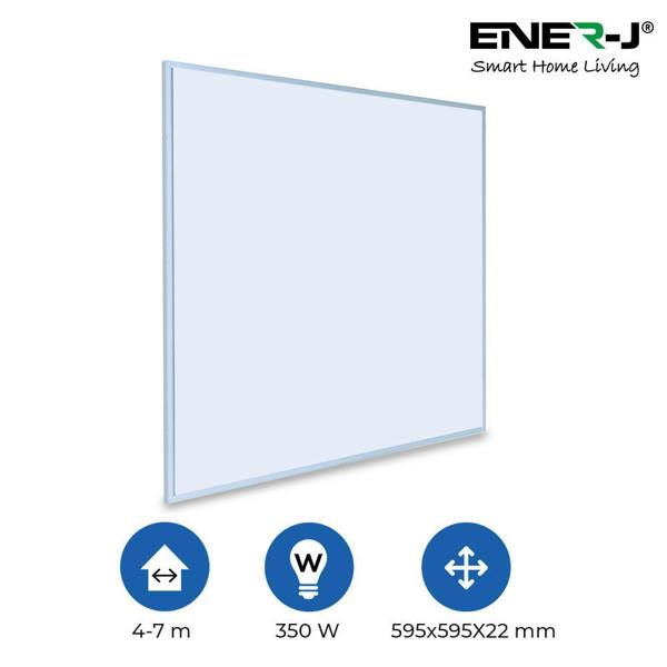 ENER-J 360W Infrared Panel Heater with WiFi Thermostat, Smart Electric Wall & Ceiling Heater, Energy Efficient, 595 x 595mm