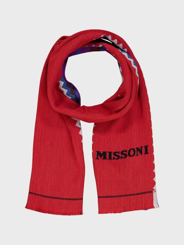 Missoni Wool Zigzag Multi Scarf Red