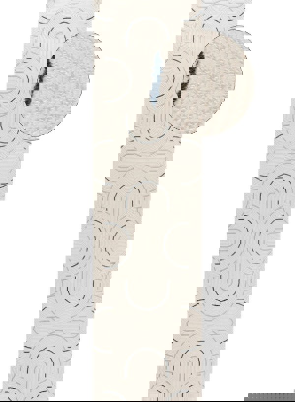 Living Room rug, blue-cream colours, geometric, practicality in mind, the rug is anti-allergic.