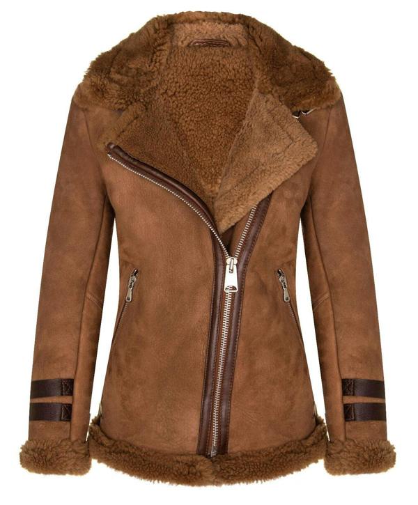 Infinity Leather Womens Sheepskin Biker Jacket-Alamar