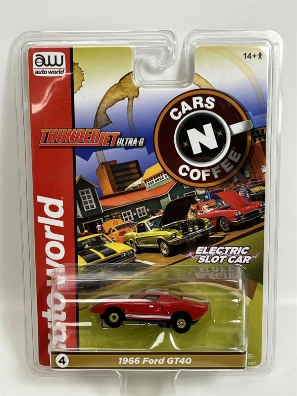 Auto World Slot Cars 1966 Ford GT40 Red Thunderjet Ultra G HO Slot Car SC379-4