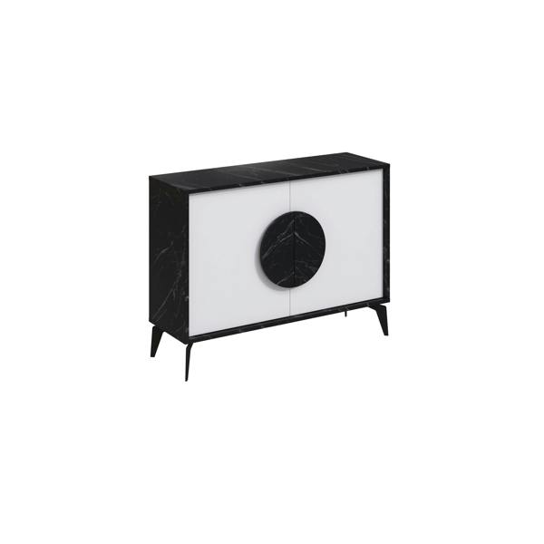 Decortie Gora Sideboard Modern Storage Cabinet with 2 Pull-open Doors Metal Legs 110cm Width