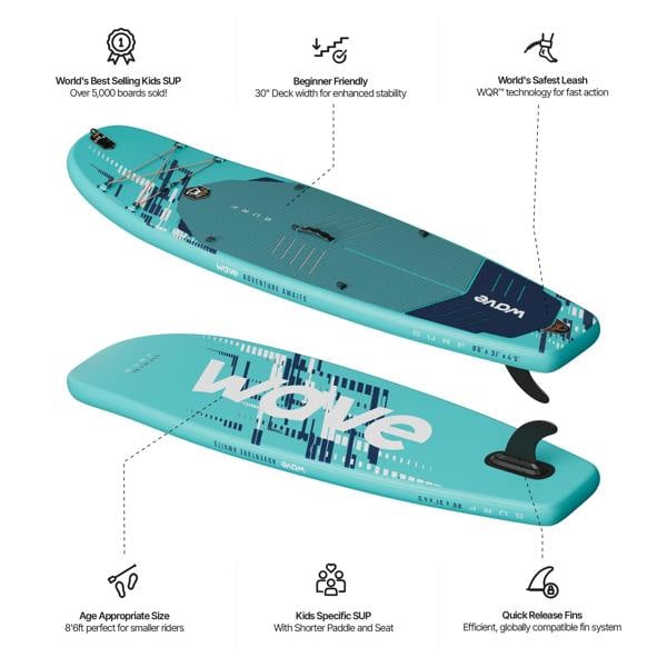 Wave Surf Kids 3.0 SUP | Inflatable Stand-Up Paddleboard | Kids SUP Package | 8.6ft