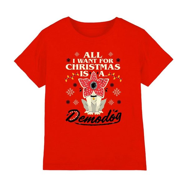 Stranger Things Kids Demodog Christmas T-Shirt - Red