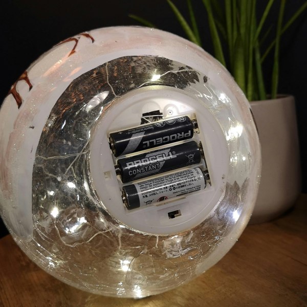 Samuel Alexander 20cm Battery Operated Warm White LED Crackle Effect Ball Christmas Decoration with Santa