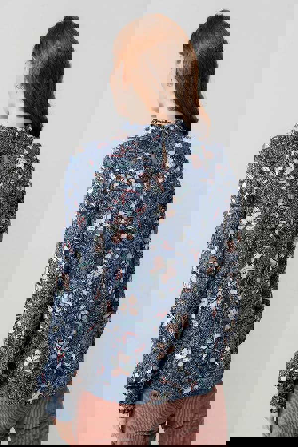 Lily & Me Fiona Gathered Neck Blouse Navy