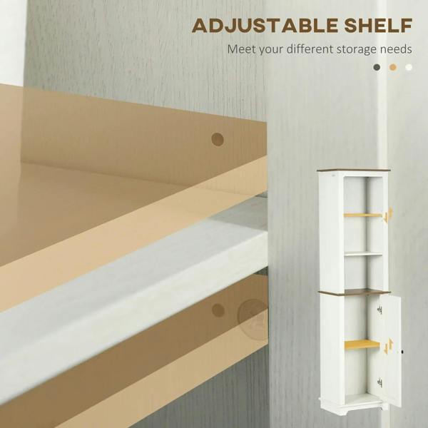 White cabinet interior showing open shelving and adjustable shelf supports
