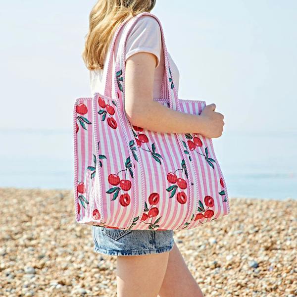 Paper High Fair Trade Cherry Quilted Cotton Tote Bag