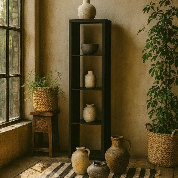Wyld Haus Shanghai Matt Black 4x1 Storage Unit 4 Shelves