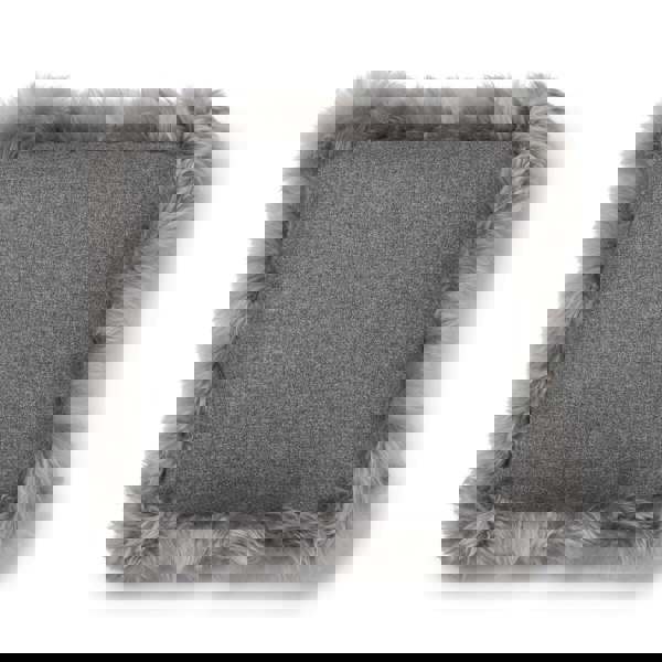 Wool Cushion | LW trim  | 52x52 cm Stone/Light Grey