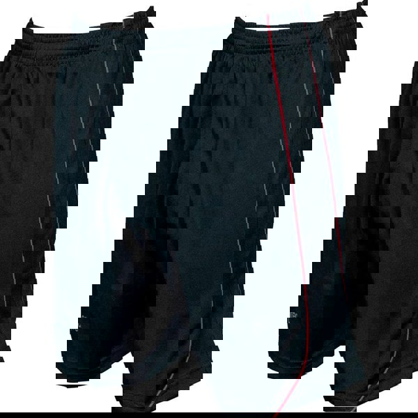 XL ADULT Elastic Waist Football Gym Training Shorts - Plain BLACK/RED 42-44"