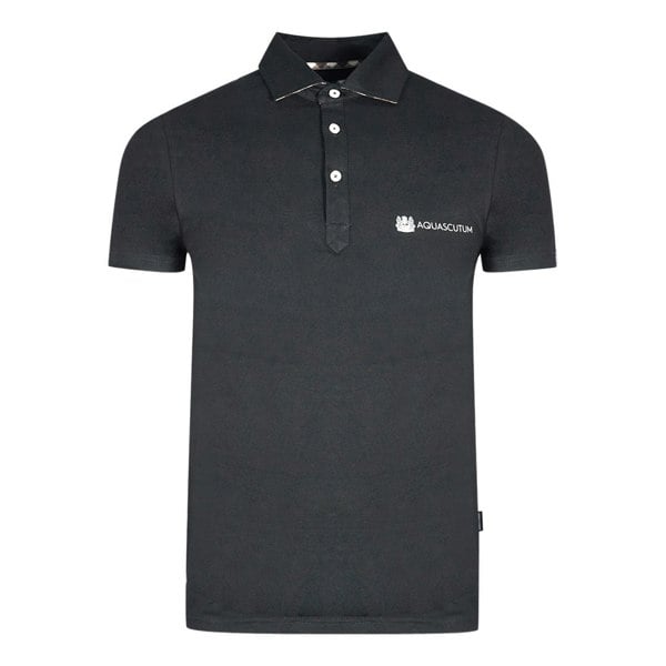 Aquascutum Aldis Crest Block Logo Polo Shirt - Black