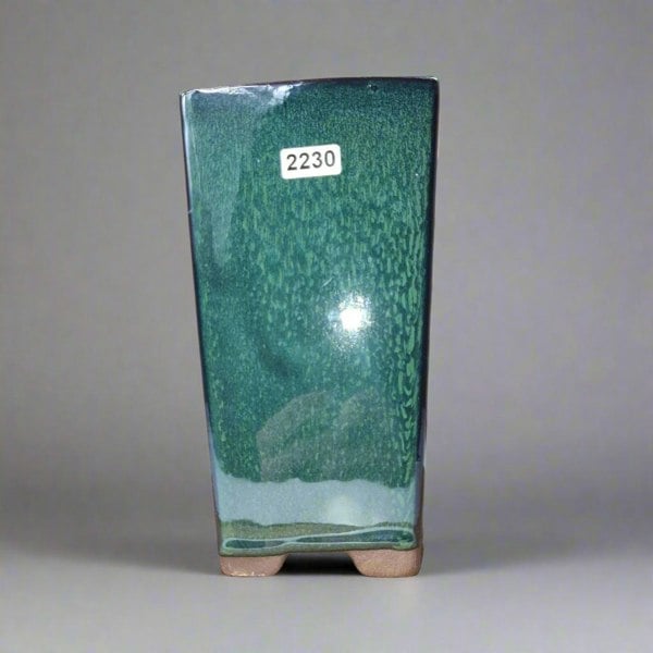 9cm Glazed Bonsai Pot | Cascade | 9cm x 17cm | Dark Green - Yorkshire Bonsai