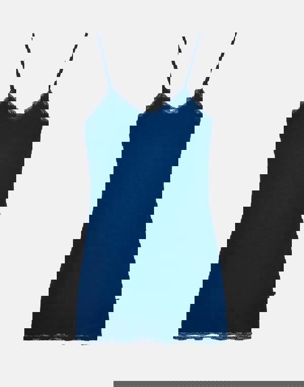 British Boxers Women's Bamboo Lace Strappy Nightdress – Navy Peony