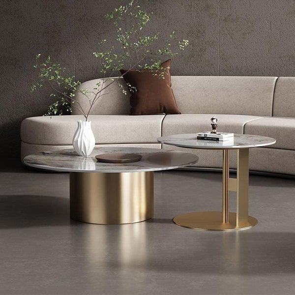 Coar Nesting Coffee Table Set, Gold & Grey-Weilai Concept-Gold-Weilai Concept