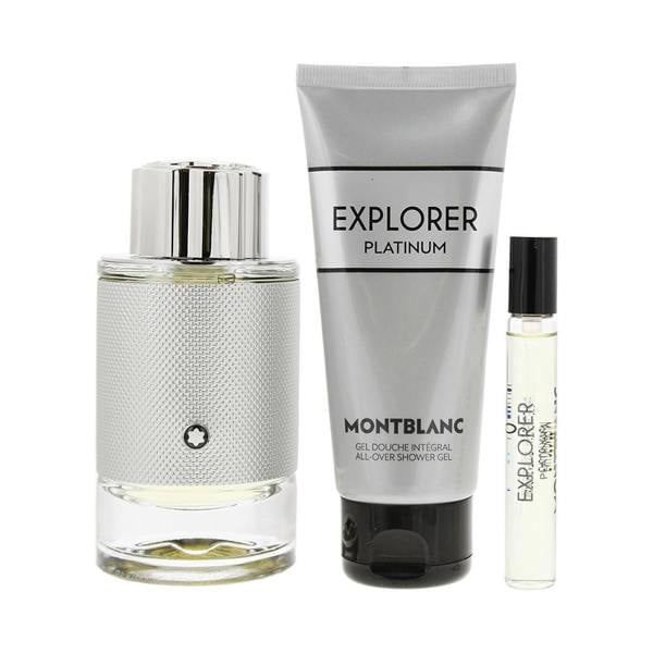 Montblanc Explorer Platinum 3 Piece Gift Set: Eau de Parfum 100ml - Eau de Parfum 7.5ml - Shower Gel 100ml