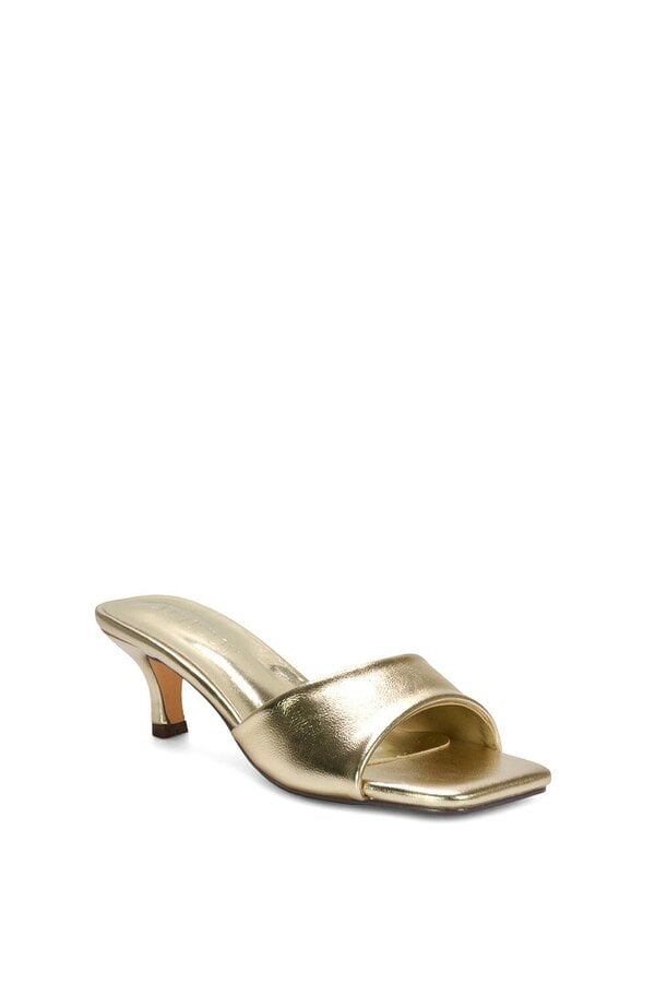 XY LONDON Square Toe Stiletto Kitten Heel Mule Sandals