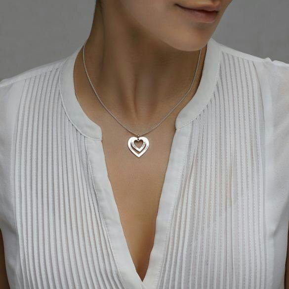 Christopher James of London Sterling Silver Double Heart Personalised Necklace
