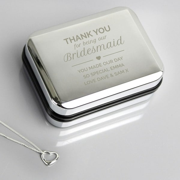 Personalised Memento Company Personalised Bridesmaid Box and Sterling Silver Heart Necklace