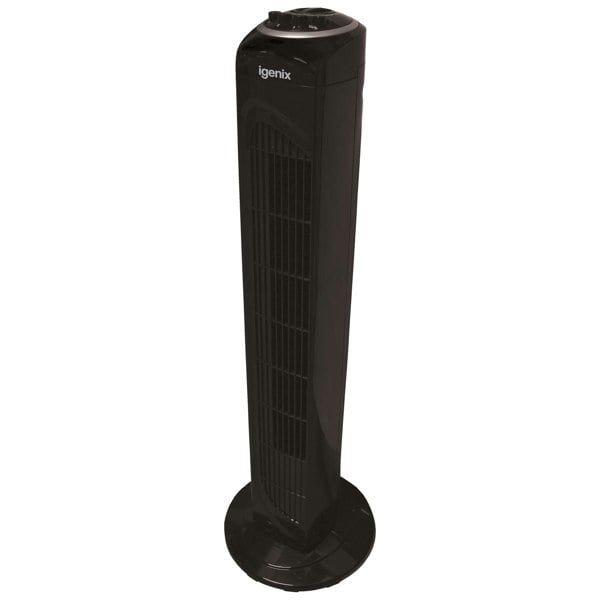 igenix Tower Fan, Oscillating, 2 Hour Timer, 30 Inch, Black