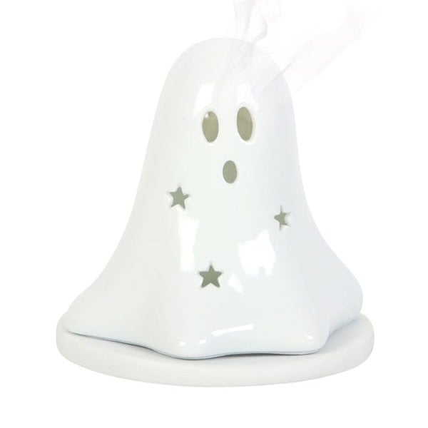Serano Ceramic Ghost Tealight and Incense Cone Holder