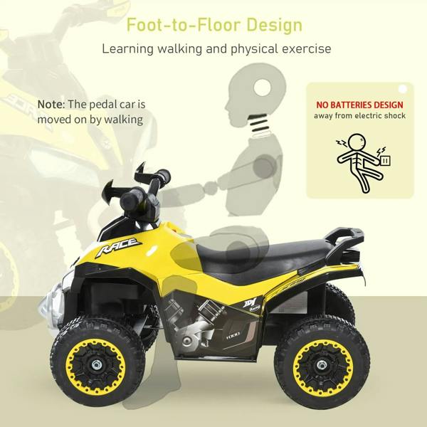 Yellow and black toddler foot-to-floor ride-on car walker with seat and handlebars