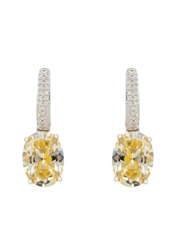 Alexandra Oval Drop Earrings Silver Yellow Topaz - LATELITA Earrings