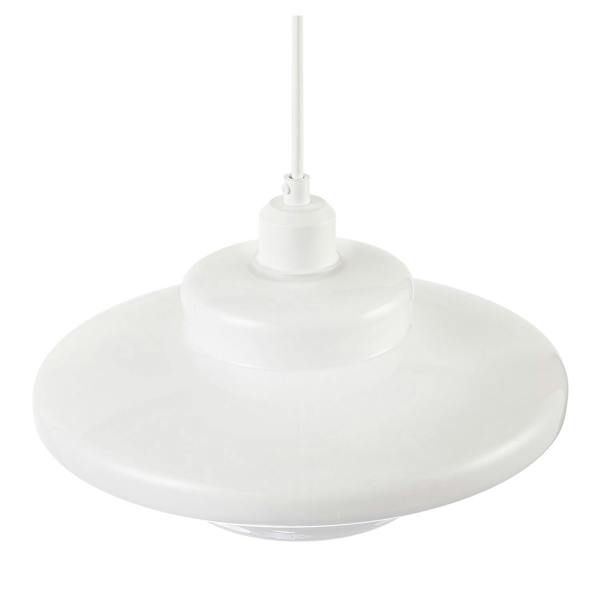 Modern UFO Disc Styled Ceiling Pendant Light Shade in Opal White Glass Image 3