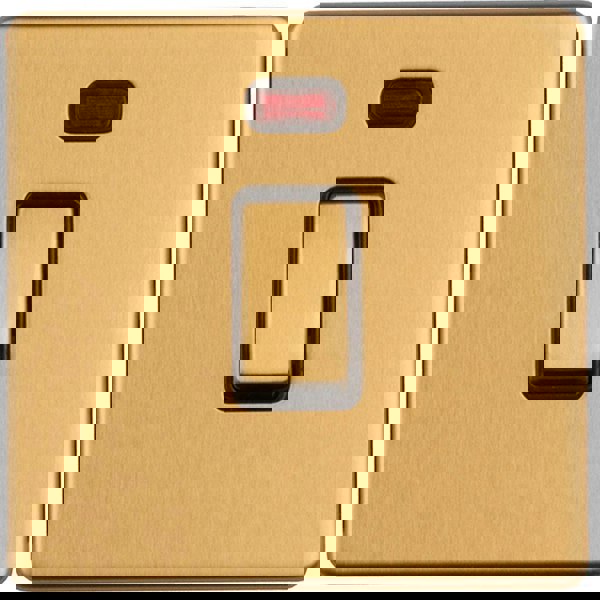 1 Gang 20A Single Light Switch & Neon SCREWLESS SATIN BRASS 2 Way Rocker Plate