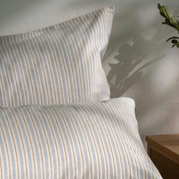 Soak&Sleep Blue/Natural Stripe Brushed Cotton Bed Set