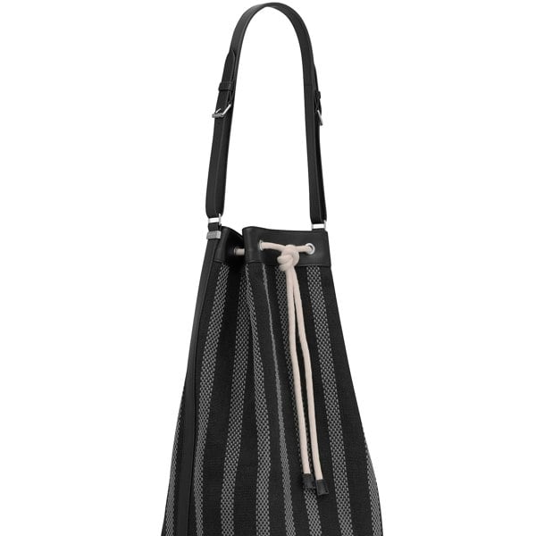 Saint Laurent long bucket bag in black and grey woven canvas