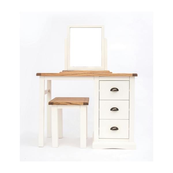 Cosenza 3 Drawer Dressing Table Set Brass Cup Handle