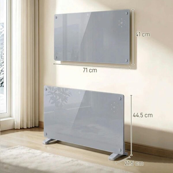 1500W Smart Panel Heater Wall Mounted & Freestanding, Electric Heater with Weekly Timer, Open Window & Anti-Frost, Grey