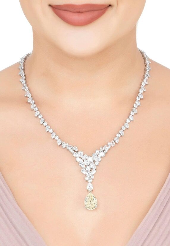 Latelita Lydia Statement Necklace Moissanite Silver