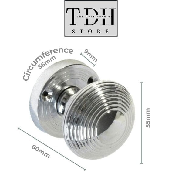 EDH Door Hardware Polished Chrome Reeded Round Door Knobs with Tubular Latch – 1, 4 & 6 Pair Packs