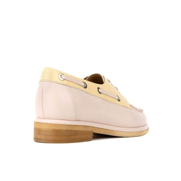 Embassy London Boatie - Yellow & Cream & Pink - Women's Leather Boat Shoe