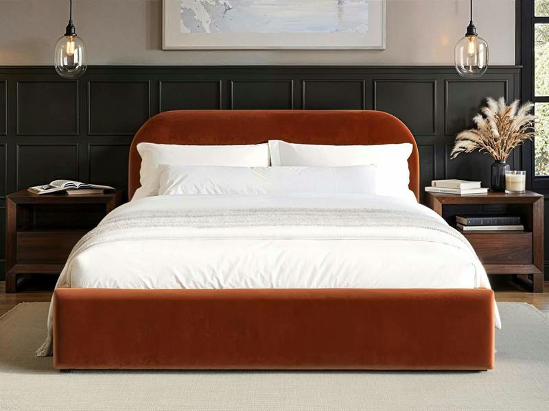 Flair Alba Ottoman Bed Burnt Orange Velvet