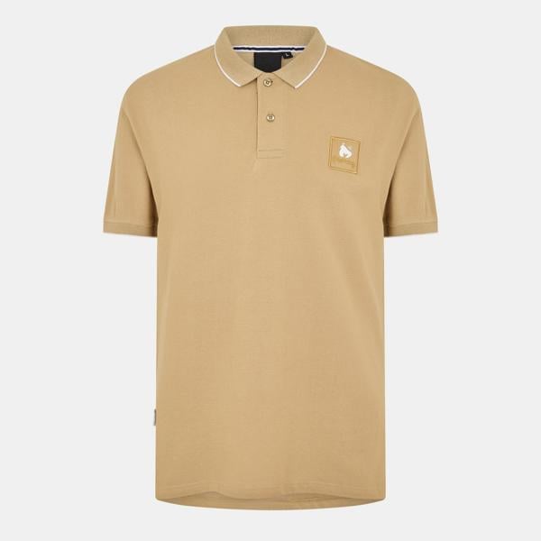 Money Mens Logo Collared Polo Shirt - Sand