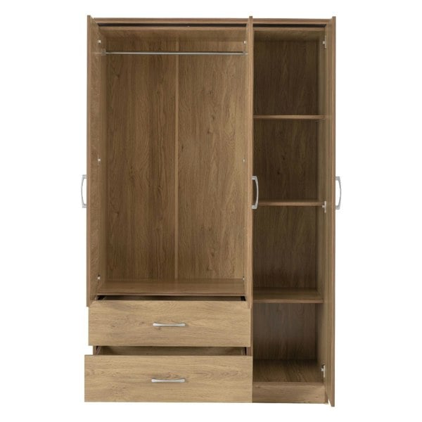 Seconique Charles 3 Door 2 Drawer Mirrored Triple Wardrobe