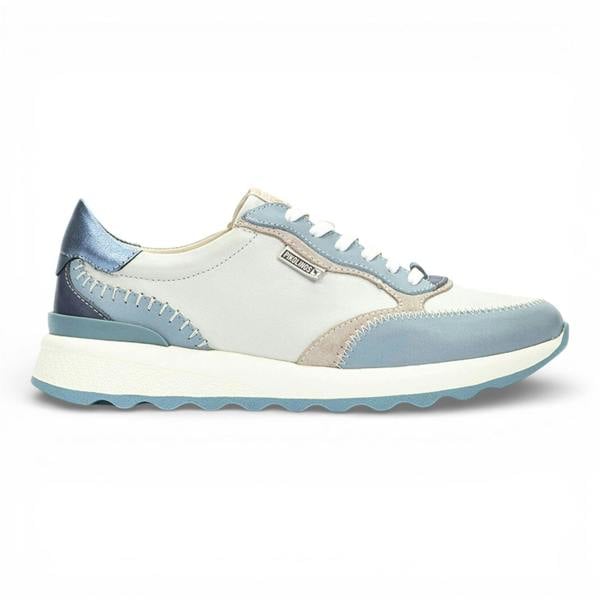 Pikolinos Women's Denim Blue Leather Lace Up Sneaker Trainers Shoes - Arrecife
