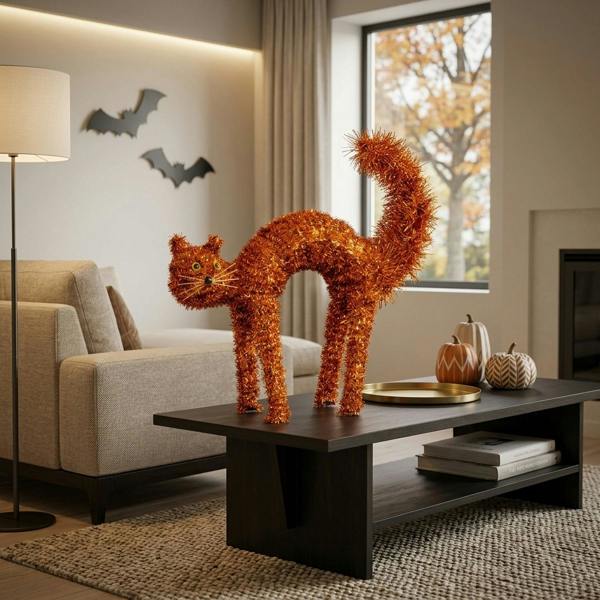 Garden Greatness Scaredy Cat Tinsel Halloween Decor