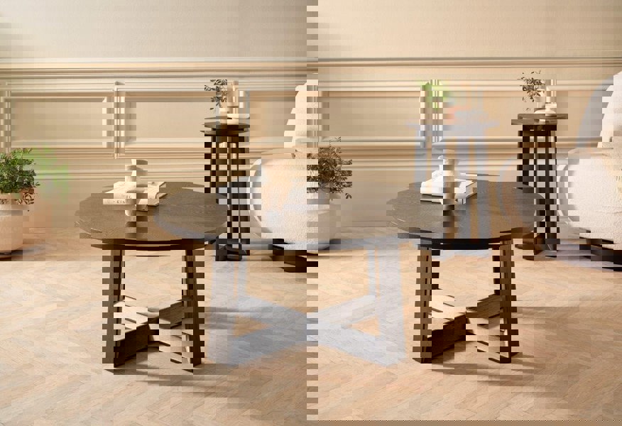Cadiz Small Round Coffee Table with Natural Black Oak Top & Base by Gillmore British Design © GillmoreSPACE Limited
