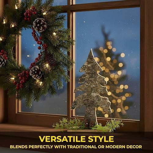3cm Christmas Tree Shape Birch Bark Table Top Decoration with Rustic Natural Finish image 6